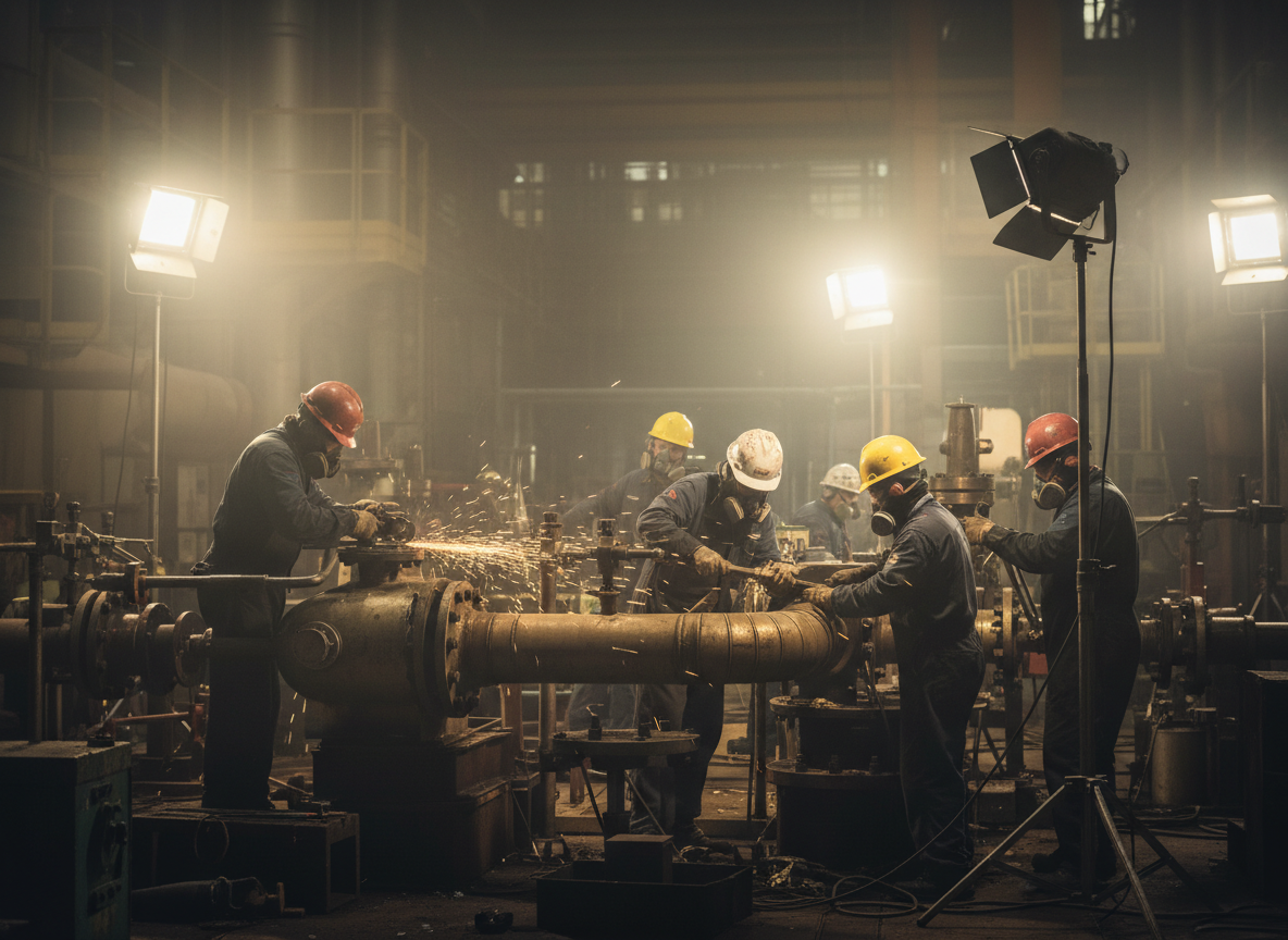 Plant turnaround and outage maintenance crew at work